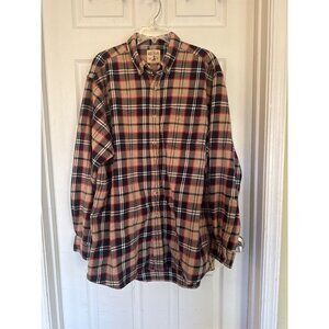 Red Head Tan Plaid Button Flannel Button Down Long Sleeve Men's Shirt XL Tall